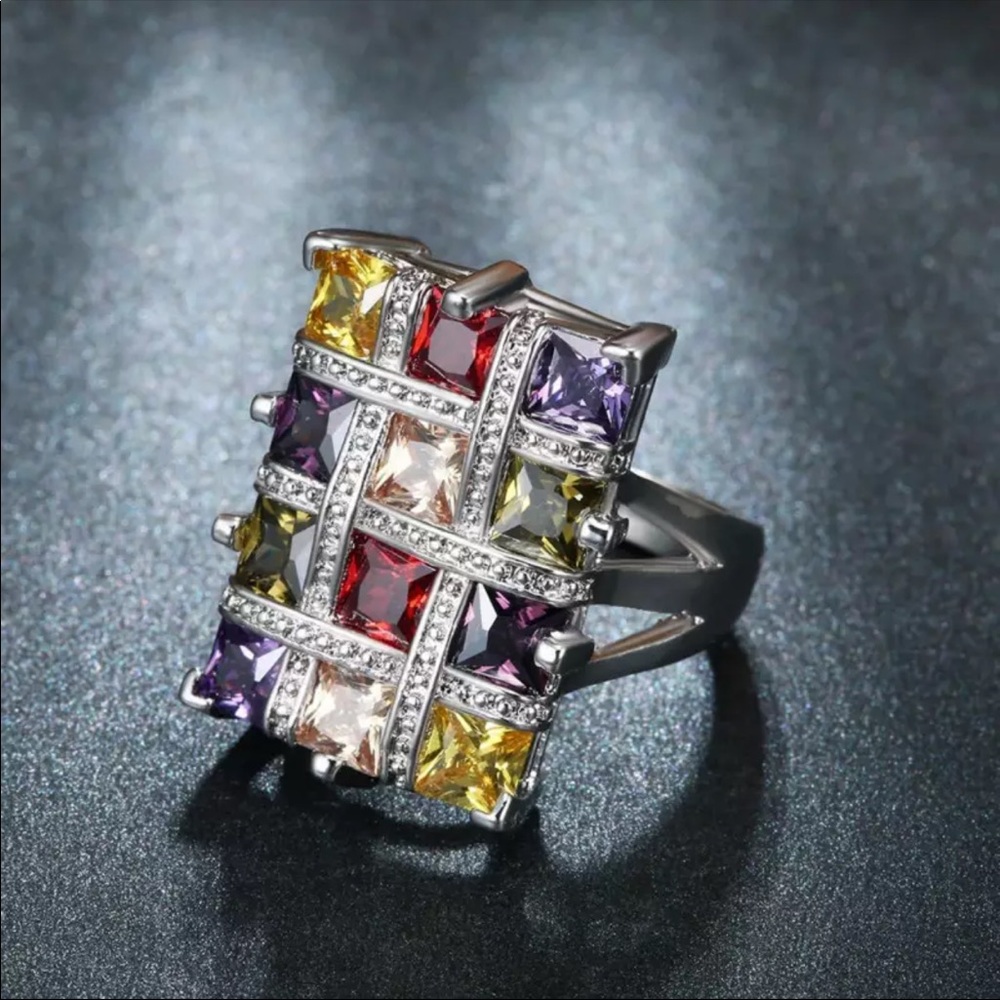 Geometric 925 Silver Statement Ring - Picture 5 of 9